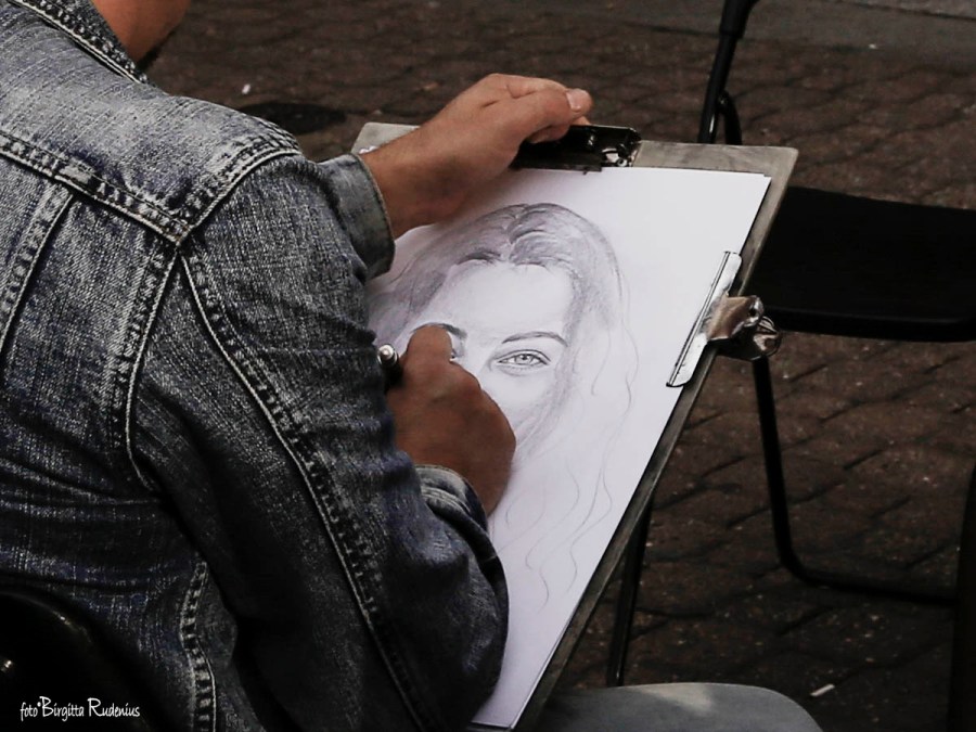 Artist working